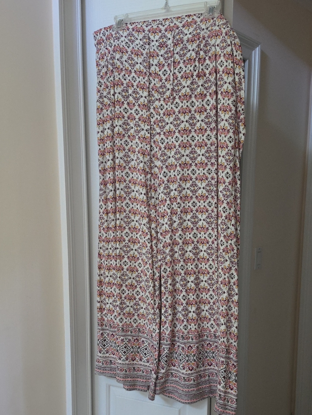 torrid Cream Wide-Leg Pants with Pink & Green Floral Print